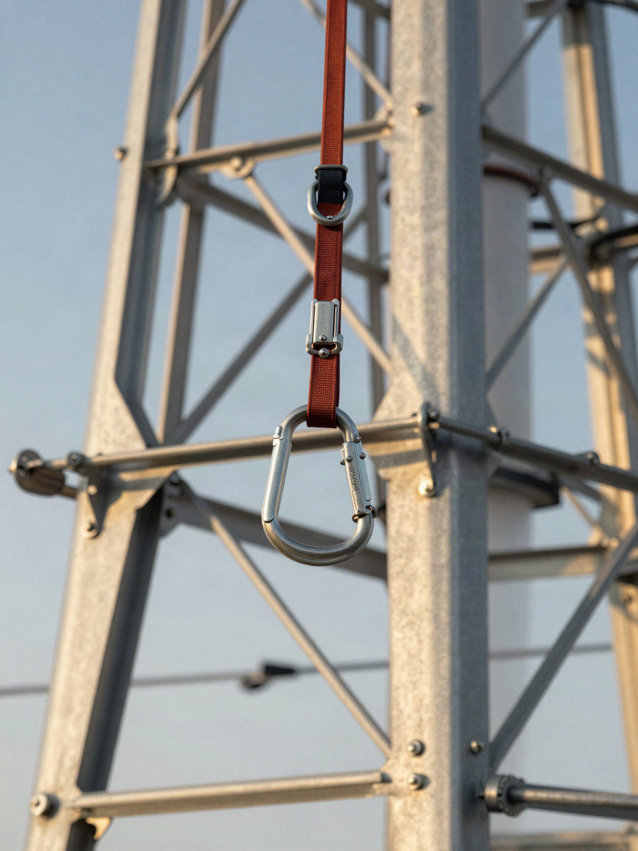 Monteur mit persönlicher Schutzausrüstung am Mast
